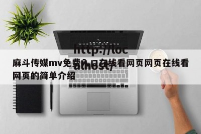 麻斗传媒mv免费入口在线看网页网页在线看网页的简单介绍